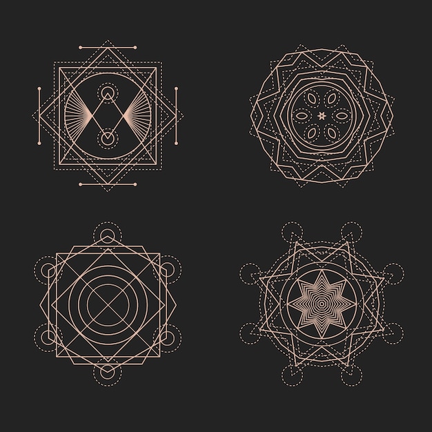 Vector flat design sacred geometry element collection