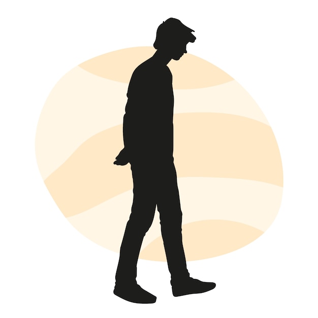 Vector flat design sad person silhouette