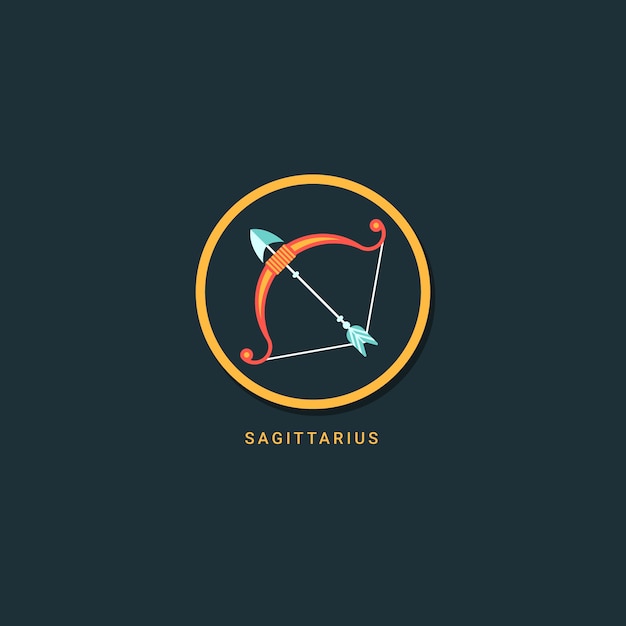 Vector flat design sagittarius logo