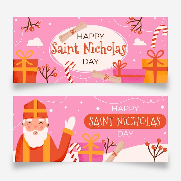 Banner di giorno di san nicola design piatto