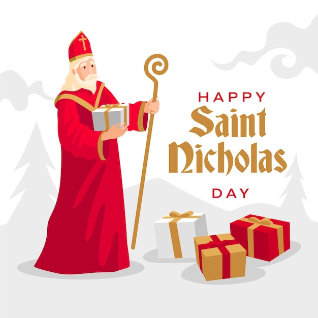 Flat design saint nicholas day concept