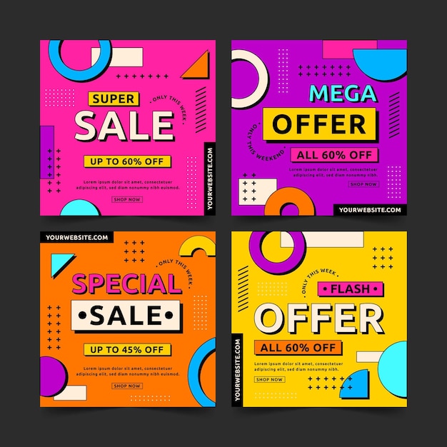 Flat design sale instagram post collection