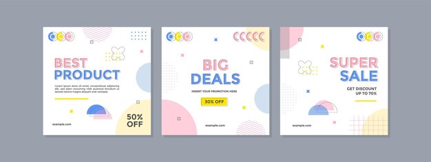 flat design sale instagram post sjabloon set