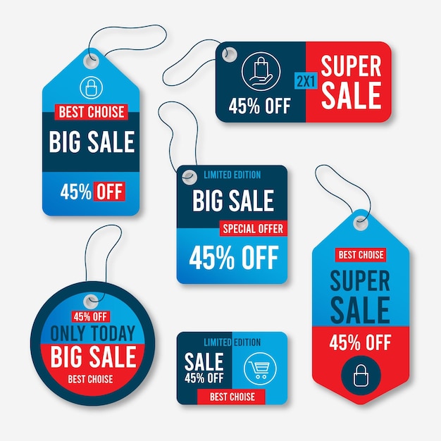 Flat design sale tag collection