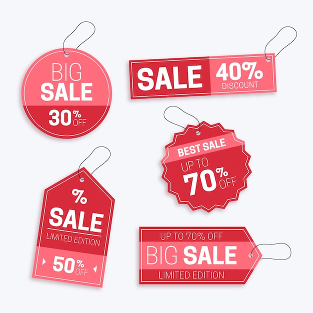 Flat design sale tags set