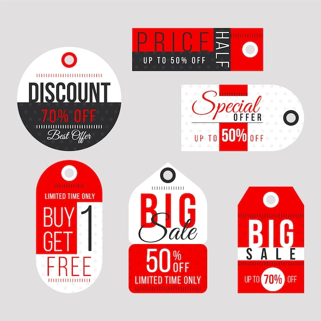 Set di tag di vendita design piatto
