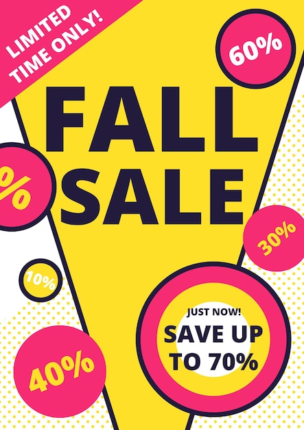 Vector flat design sale website banner template. bright colorful vector illustrations for social media, posters, email, print, ads designs, promotional material. yellow pink blue black and white