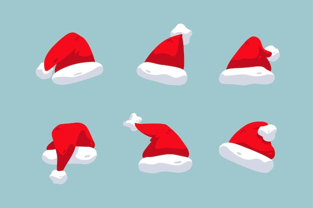 Flat design santa claus hat collection