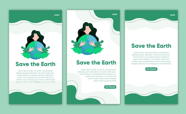 Flat design save the earth instagram stories minimal template