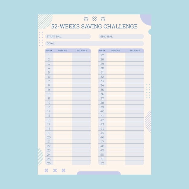 flat design savings challenge template