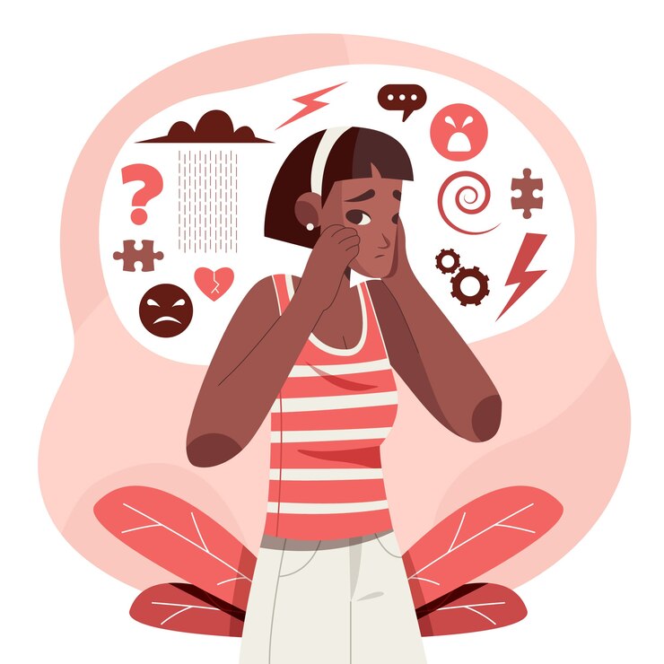 Vector flat design schizophrenia illustration