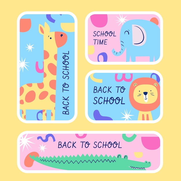 Vector flat design school collection sticker set