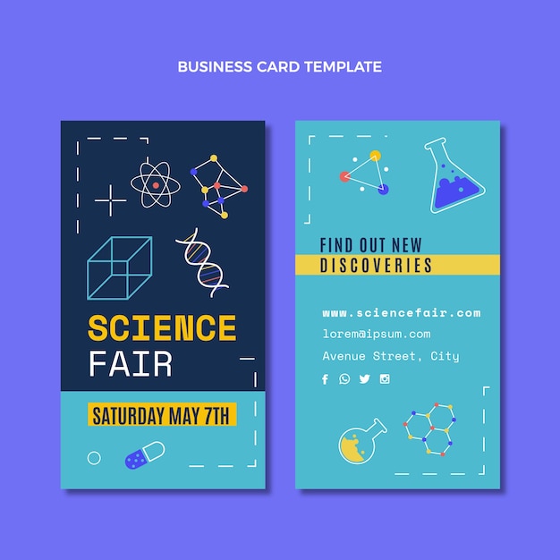 Vector flat design science business card vertical