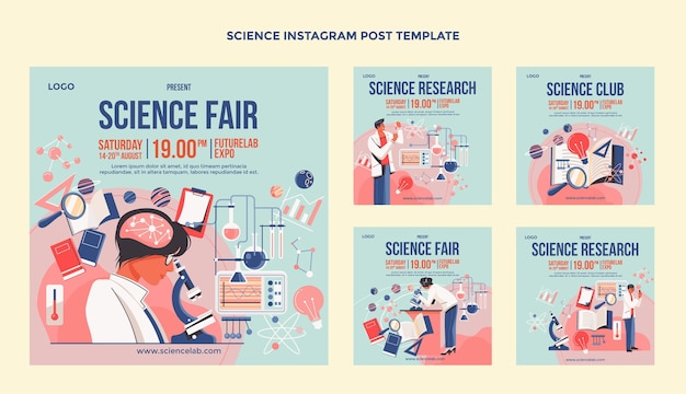 Flat design science ig post collection