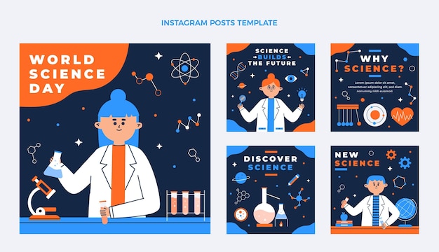 Post di instagram di scienza del design piatto