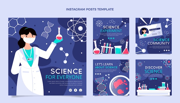 Vettore post di instagram di scienza del design piatto