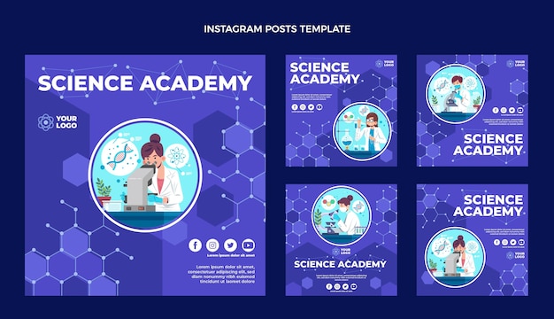 Vector flat design science instagram posts