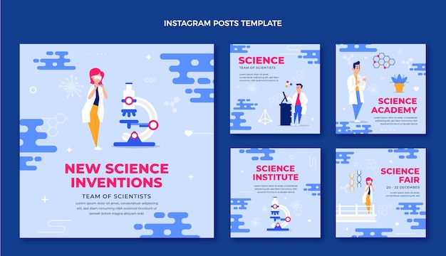 Post di instagram di scienza del design piatto