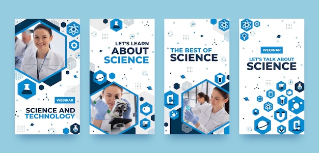 flat design science research instagram stories