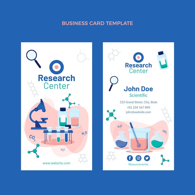 Плоский дизайн науки вертикальная визитная карточка