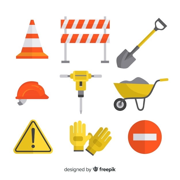 Flat design set of construction tools