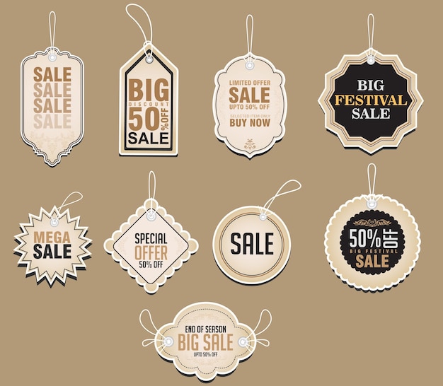 flat design set of sales tags