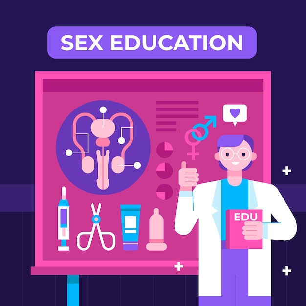 Flat design sex education illustration