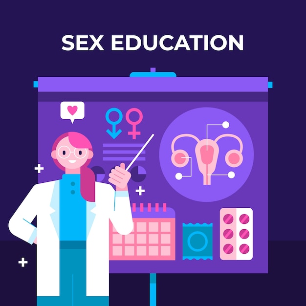 Flat design sex education illustration