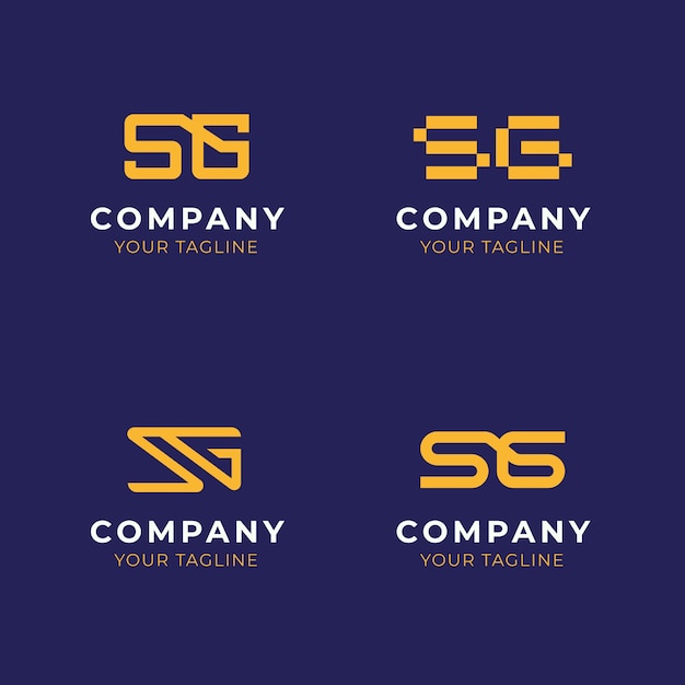 Набор логотипов с плоской конструкцией и монограммой