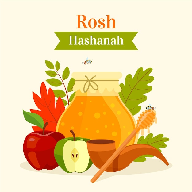 Flat design shana tova design