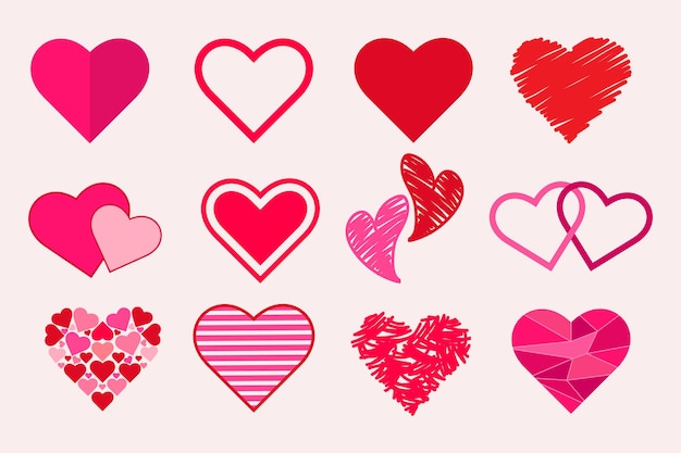 Flat design shapes of love romantic stickers