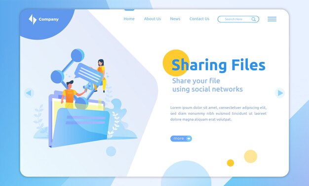 Вектор Шаблон посадочной страницы для совместного доступа к файлам