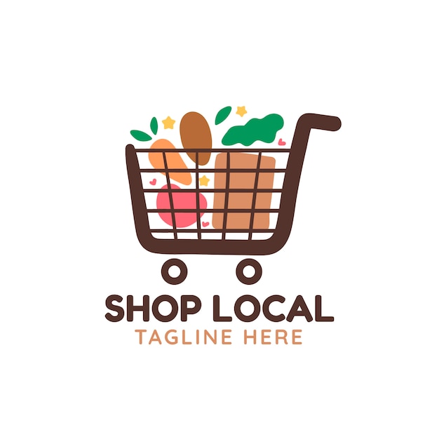 Flat design shop local logo template