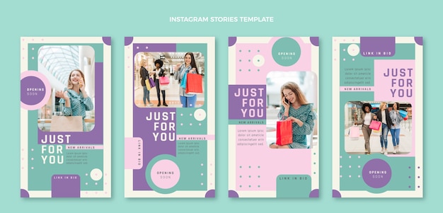 Vector flat design shopping center instagram stories