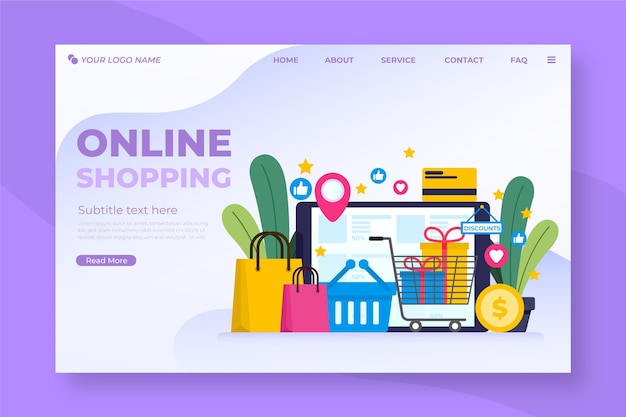 Vector flat design shopping online landing page