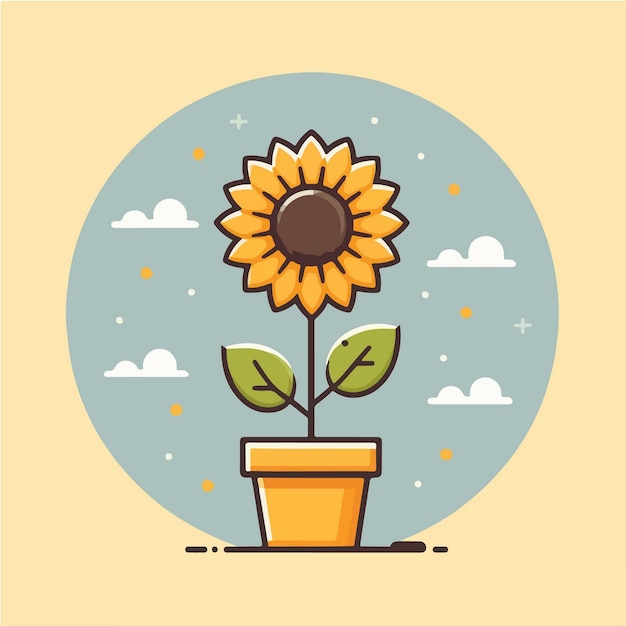 flat design simple sunflower houseplant