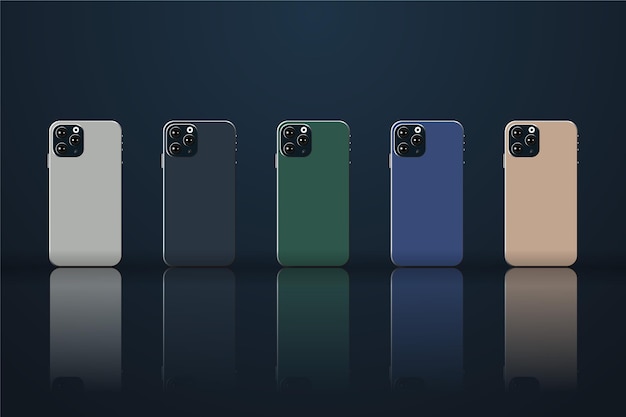 Smartphone dal design piatto in diversi colori