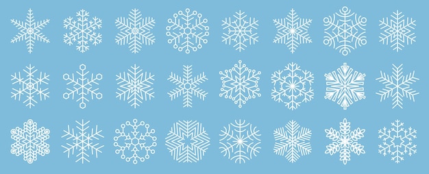 Vettore disegno piatto di fiocchi di neve vettoriale set di elementi di decorazione di natale e capodanno