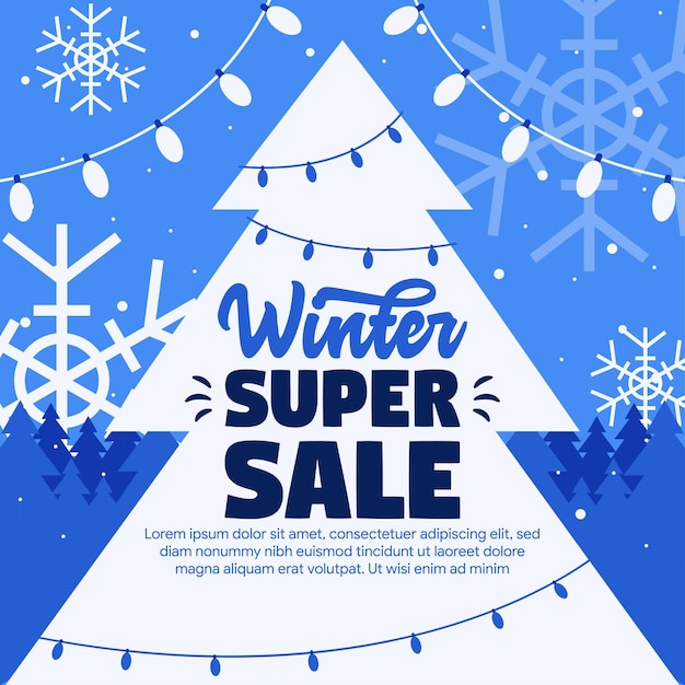 flat design social media winter sale background