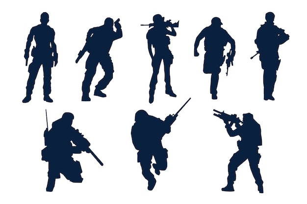 Vector flat design soldier silhouette