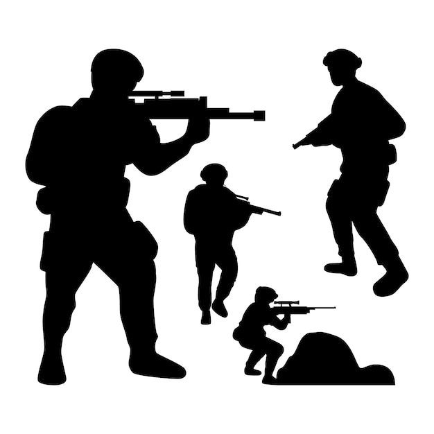 Vector flat design soldier silhouette