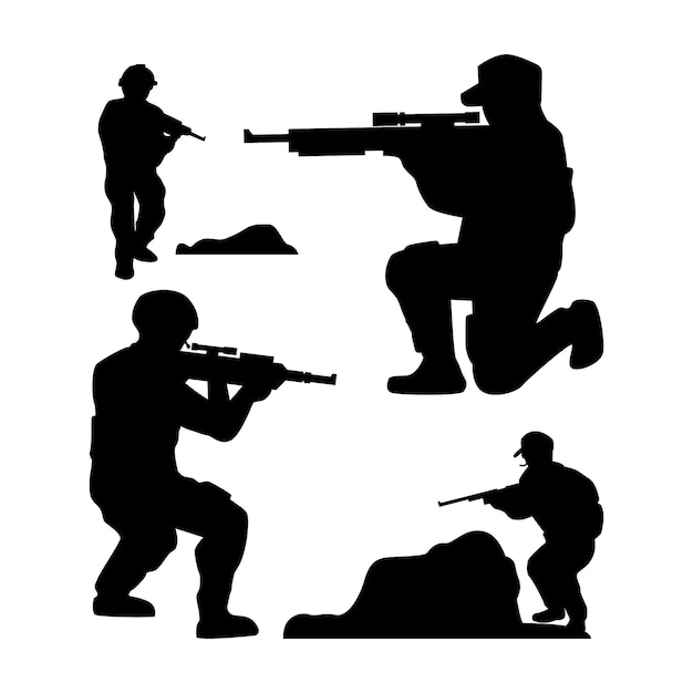 Vector flat design soldier silhouette