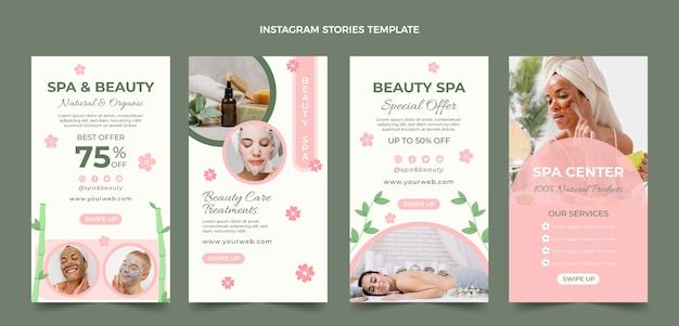 Vector flat design spa and beauty center instagram stories