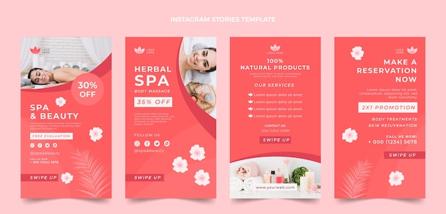 Vector flat design spa center instagram stories