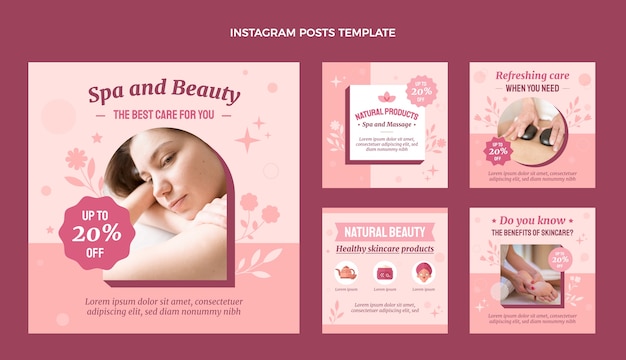 Post di instagram spa design piatto