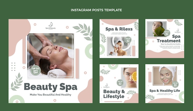 Post di instagram spa design piatto