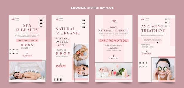 Vector flat design spa instagram stories