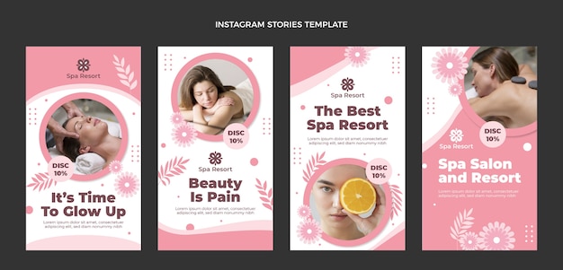 Vector flat design spa treatment instagram stories