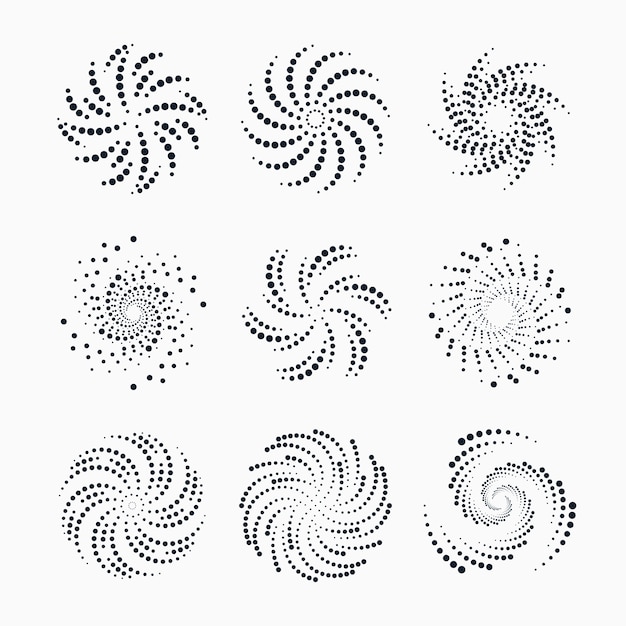 Vector flat design spiral circle set