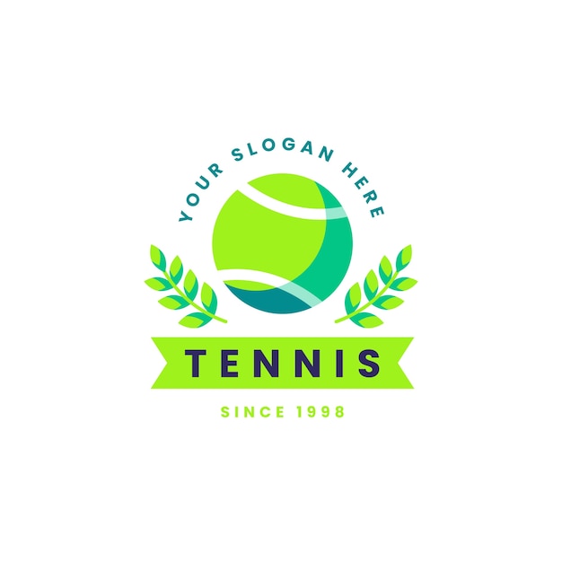 フラットなデザインのスポーツテニスのロゴのテンプレート